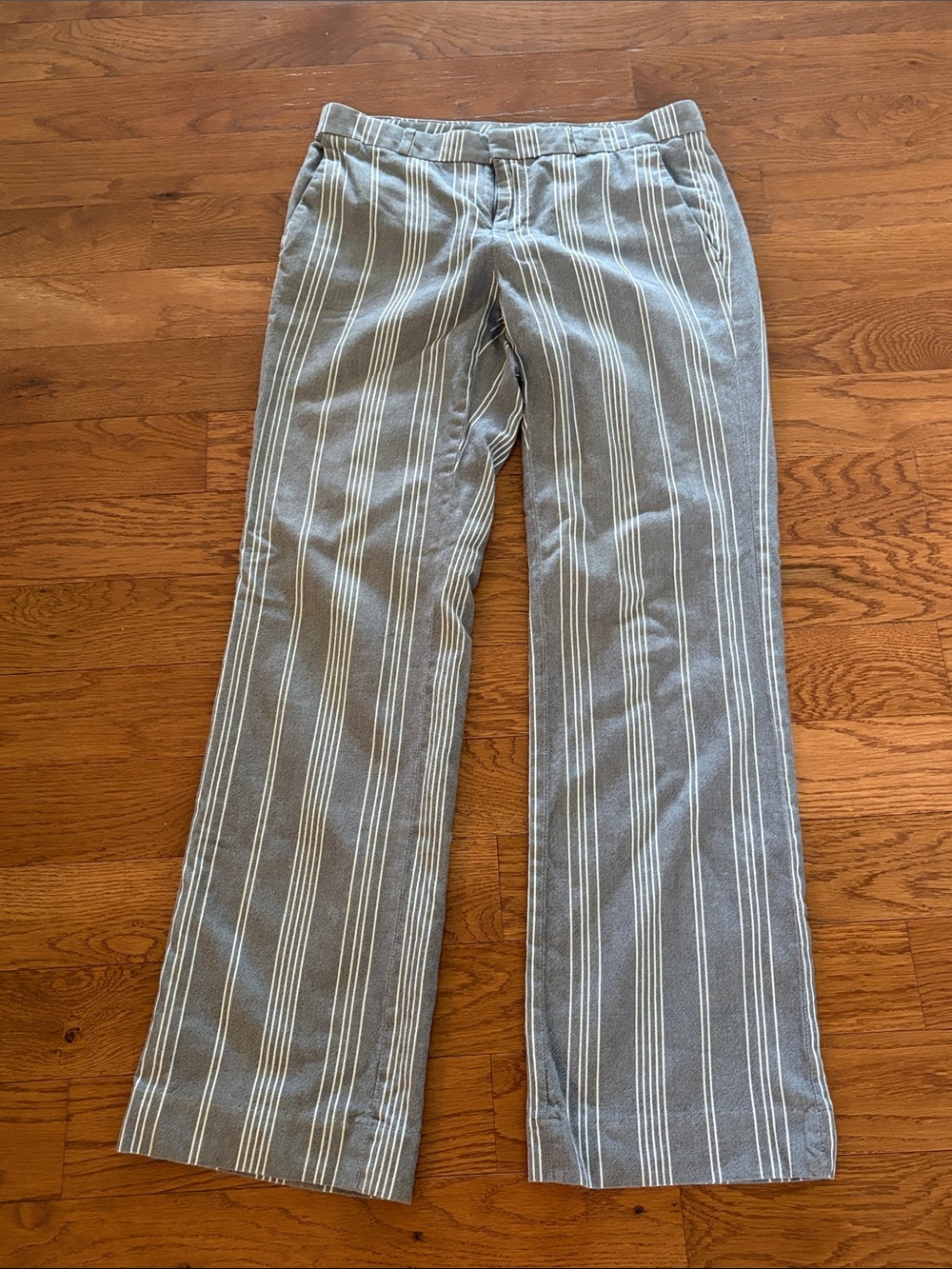 Banana Republic Gray and White Striped Trousers
